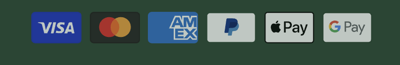 Metodi di pagamento accettati: Visa, Mastercard, American Express, PayPal, Apple Pay, Google Pay